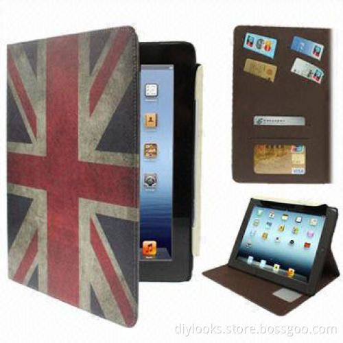 Retro British Flag Leather Case for New iPad, with Credit Card Slot